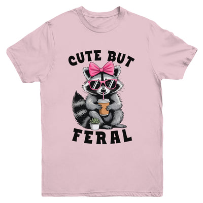 Cute But Feral Funny Colorful Racoon With Sunglasses Racoon Youth Shirt | siriusteestore