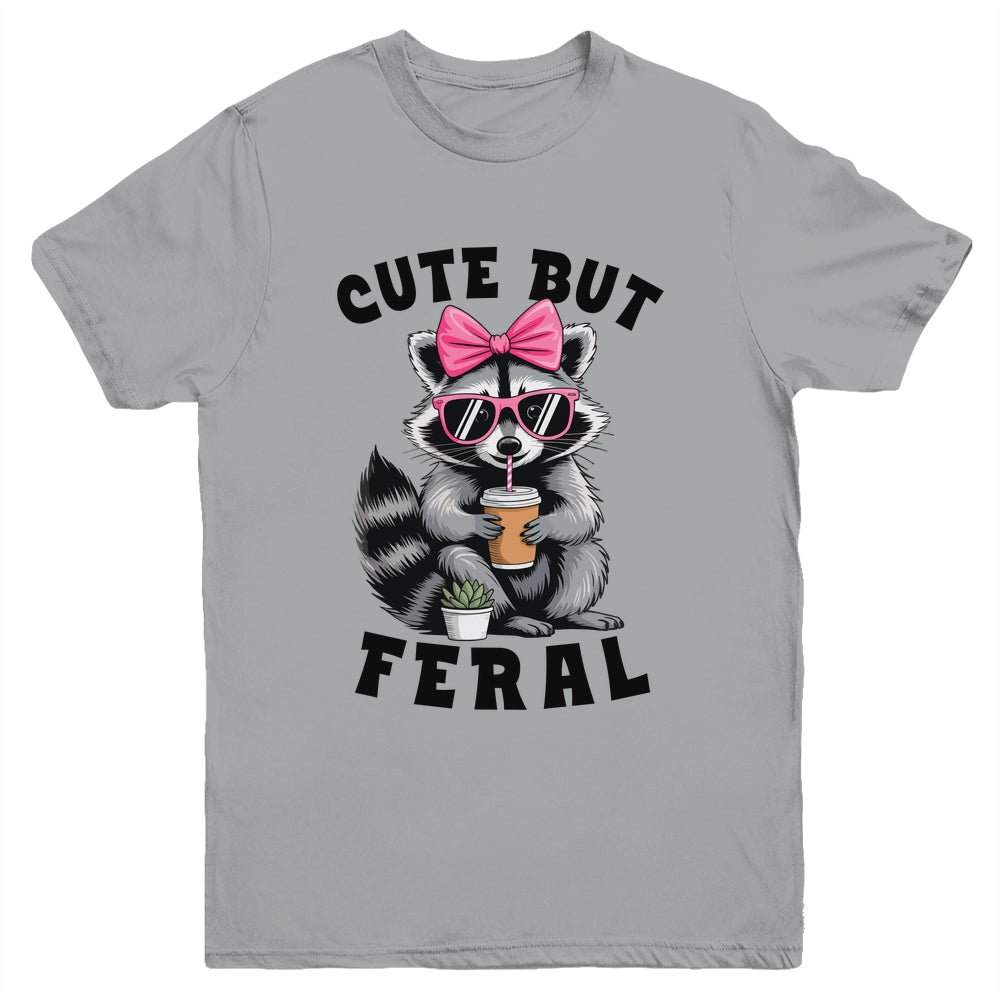 Cute But Feral Funny Colorful Racoon With Sunglasses Racoon Youth Shirt | siriusteestore