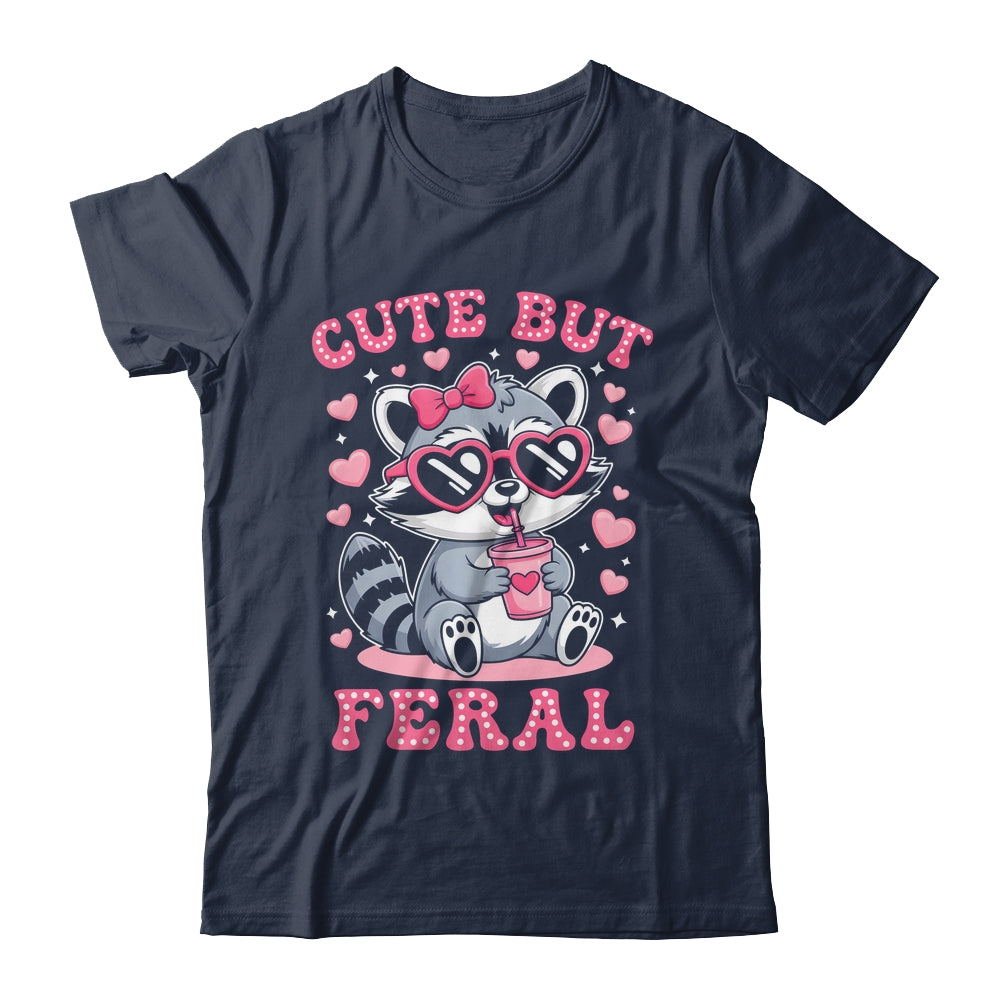 Cute But Feral Funny Pink Racoon With Glasses Kids Girls Shirt & Hoodie | siriusteestore