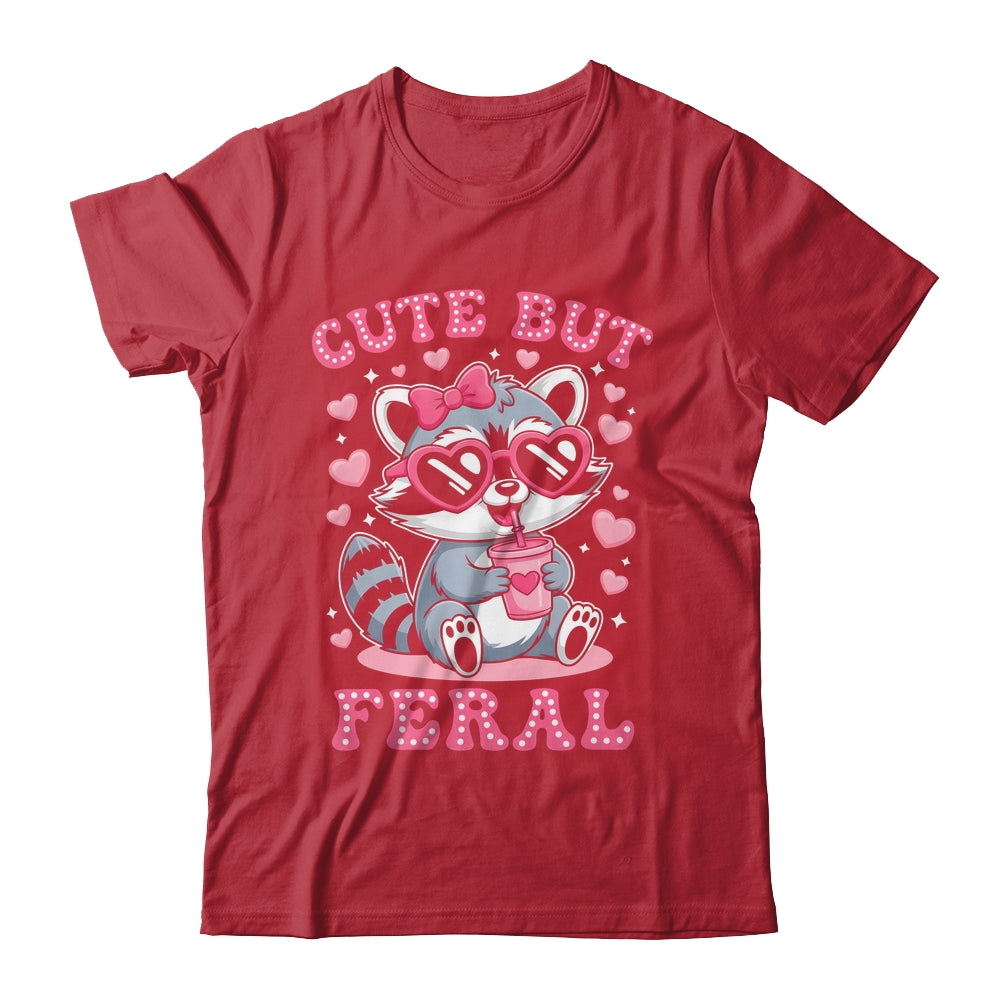 Cute But Feral Funny Pink Racoon With Glasses Kids Girls Shirt & Hoodie | siriusteestore