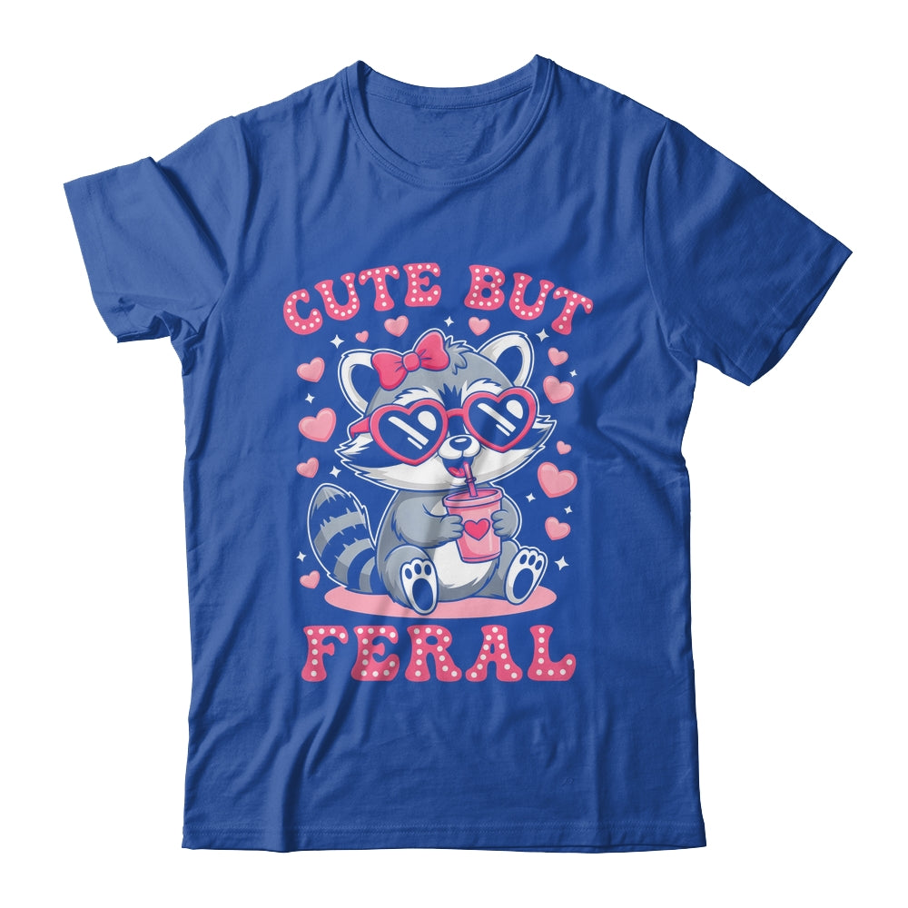 Cute But Feral Funny Pink Racoon With Glasses Kids Girls Shirt & Hoodie | siriusteestore