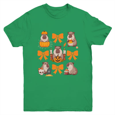 Cute Capybara Fall Halloween Capybara Coquette Bow Girls Youth Shirt | siriusteestore
