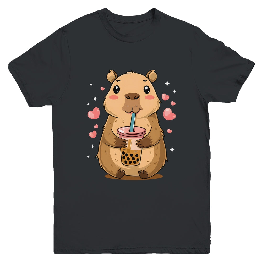 Cute Capybara Tea Bubble Rodent Women Teen Girls Kids Youth Shirt | siriusteestore