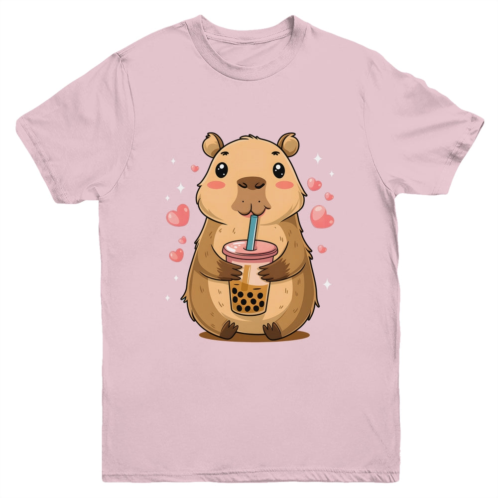 Cute Capybara Tea Bubble Rodent Women Teen Girls Kids Youth Shirt | siriusteestore