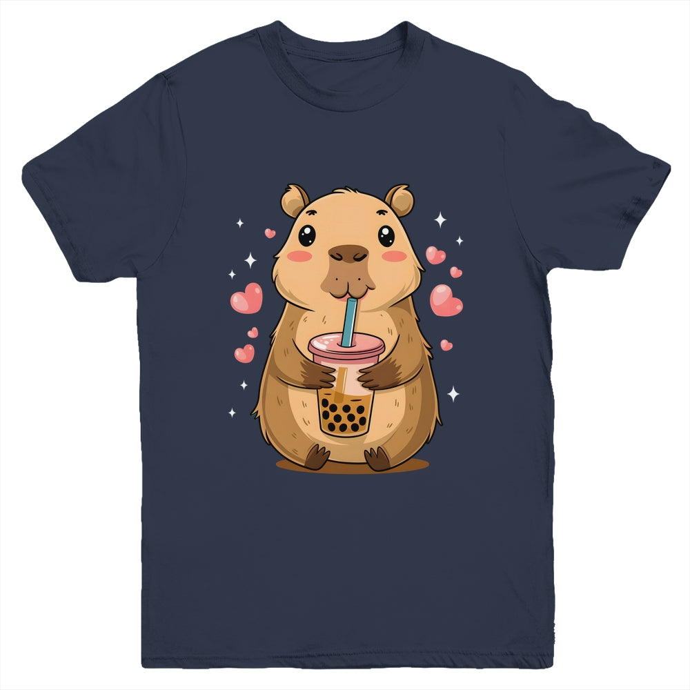 Cute Capybara Tea Bubble Rodent Women Teen Girls Kids Youth Shirt | siriusteestore