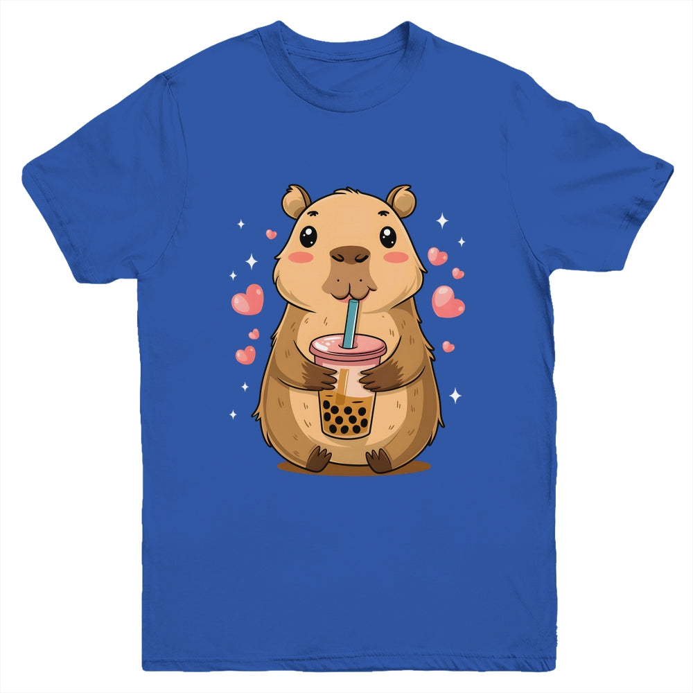 Cute Capybara Tea Bubble Rodent Women Teen Girls Kids Youth Shirt | siriusteestore