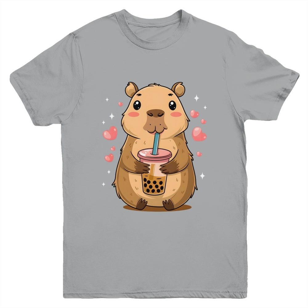 Cute Capybara Tea Bubble Rodent Women Teen Girls Kids Youth Shirt | siriusteestore