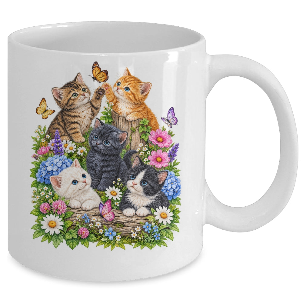 Cute Cat Flower Floral Kitten Vintage Nature Cat Lover Mug | siriusteestore