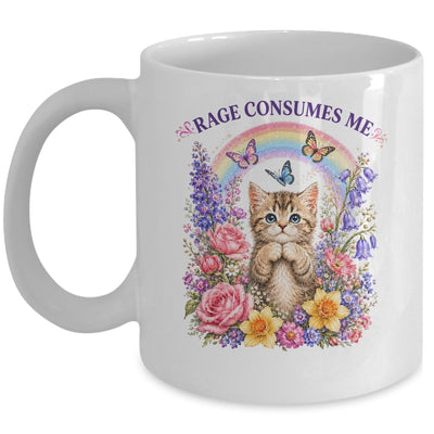 Cute Cat Rage Consumes Me Flower Funny Sarcastic Kitten Mug | siriusteestore