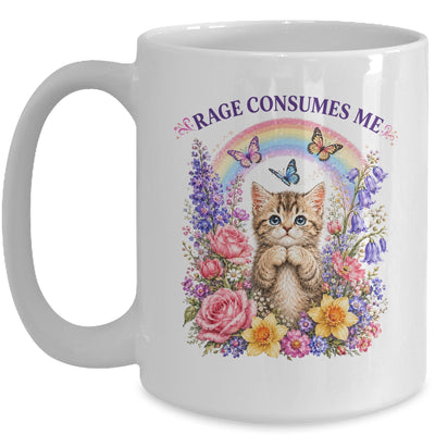 Cute Cat Rage Consumes Me Flower Funny Sarcastic Kitten Mug | siriusteestore