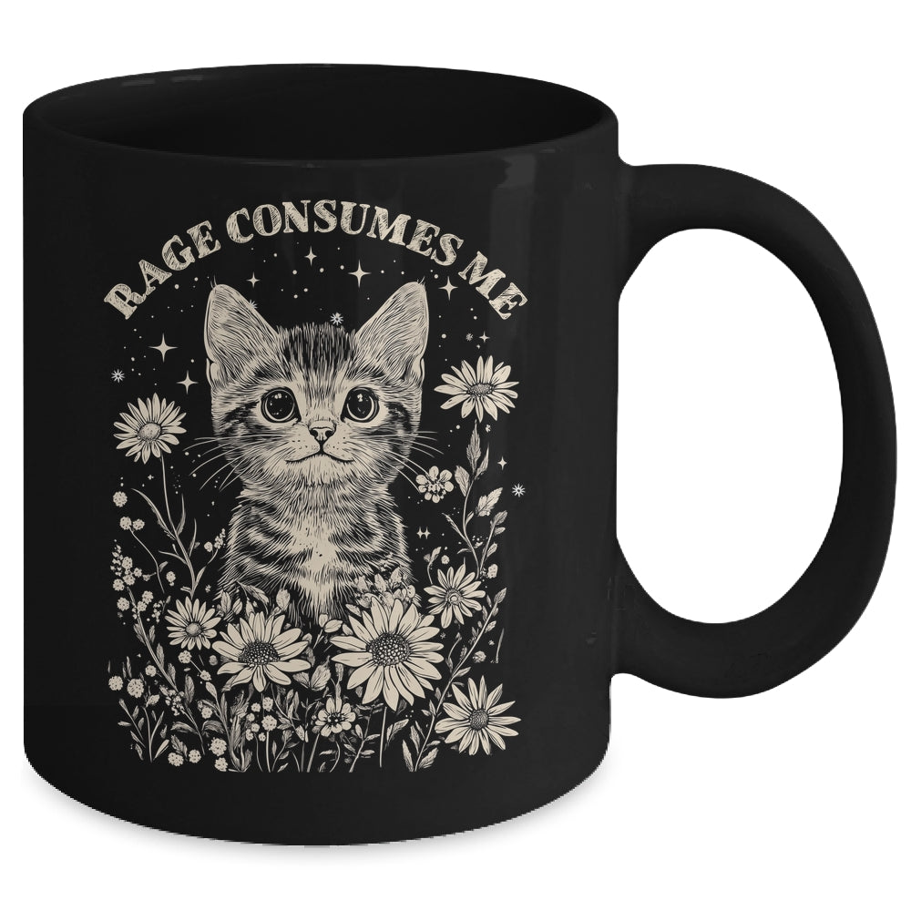 Cute Cat Rage Consumes Me Funny Sarcastic Kitten Flower Mug | siriusteestore
