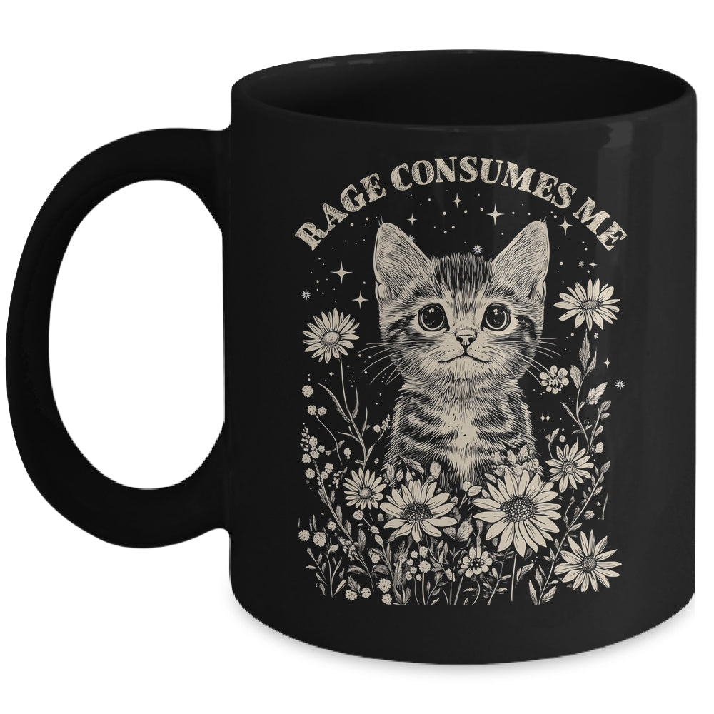 Cute Cat Rage Consumes Me Funny Sarcastic Kitten Flower Mug | siriusteestore