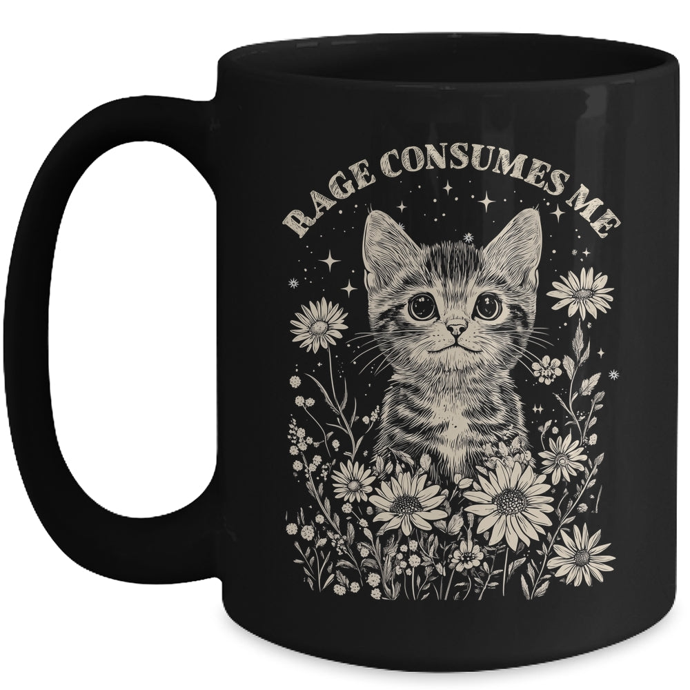 Cute Cat Rage Consumes Me Funny Sarcastic Kitten Flower Mug | siriusteestore