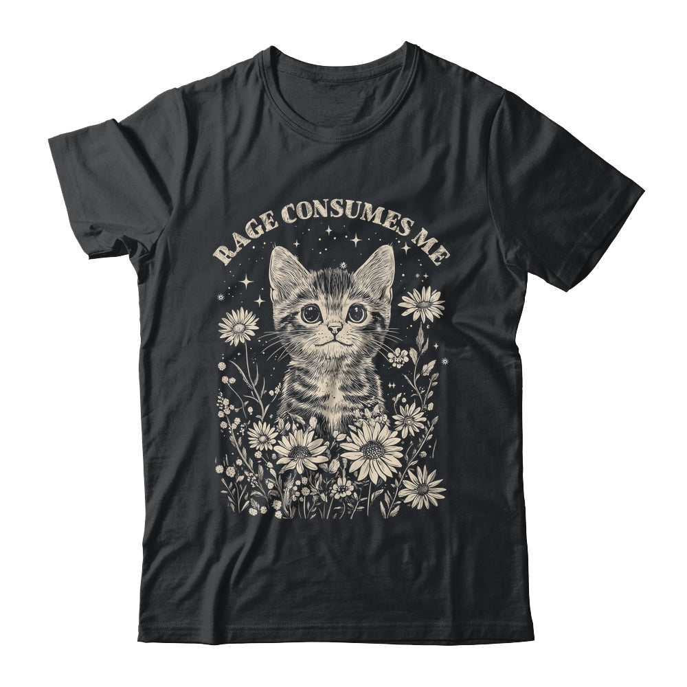 Cute Cat Rage Consumes Me Funny Sarcastic Kitten Flower Shirt & Tank Top | siriusteestore