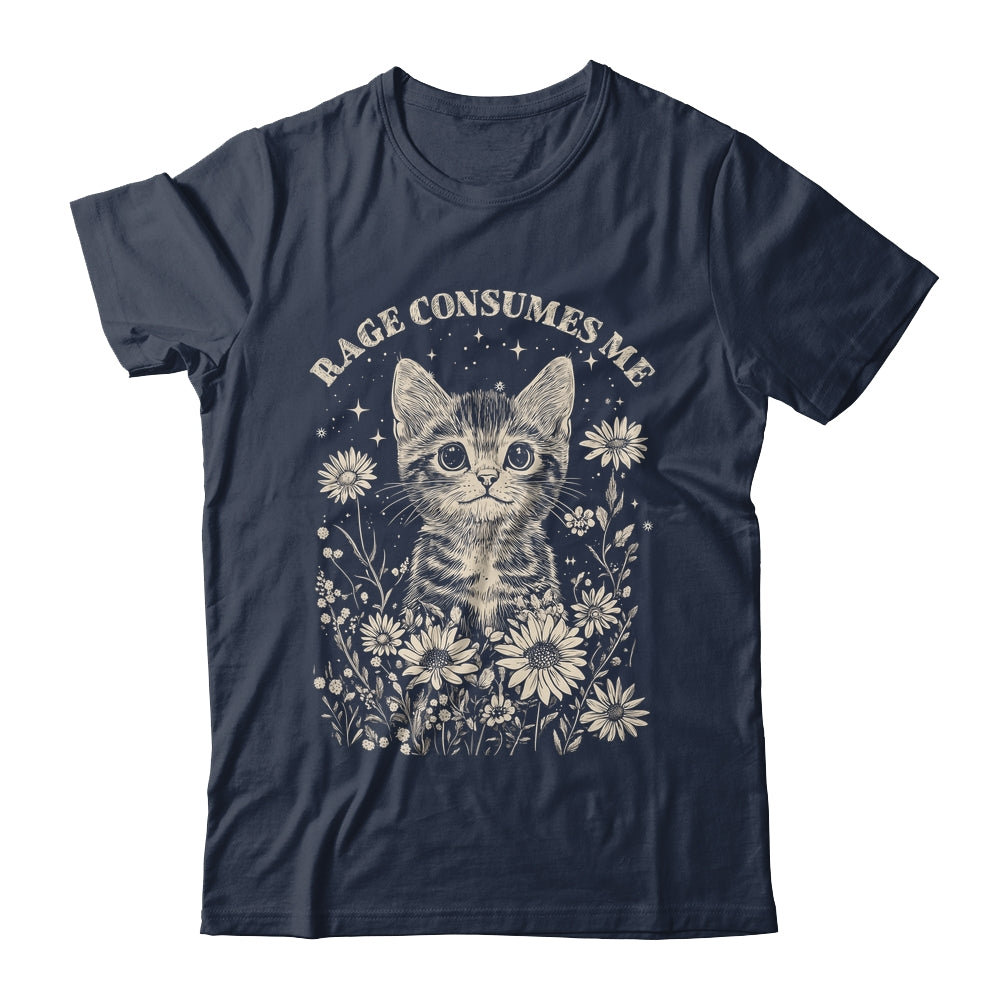 Cute Cat Rage Consumes Me Funny Sarcastic Kitten Flower Shirt & Tank Top | siriusteestore