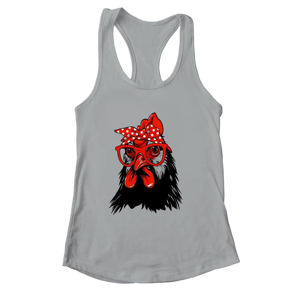 Cute Chicken With Bandana Headband And Glasses Women Girl Shirt & Tank Top | siriusteestore