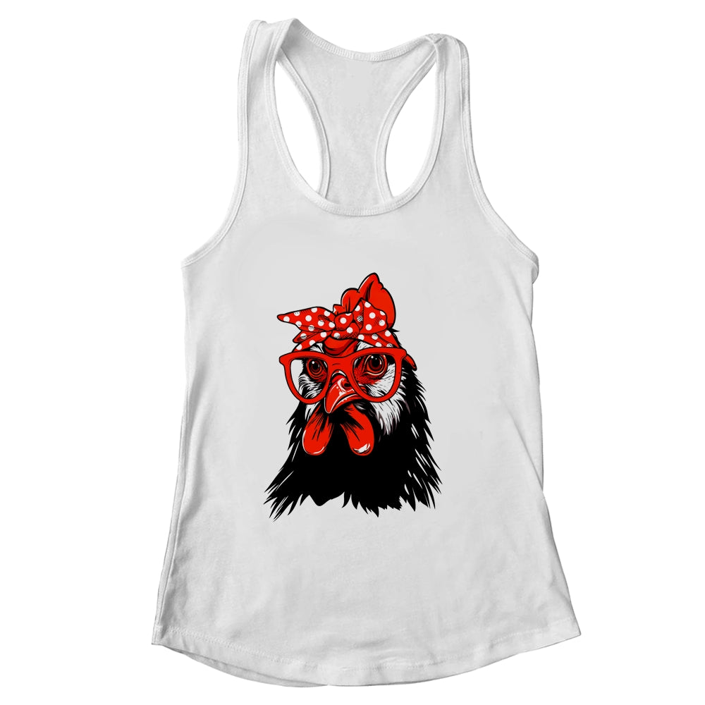 Cute Chicken With Bandana Headband And Glasses Women Girl Shirt & Tank Top | siriusteestore