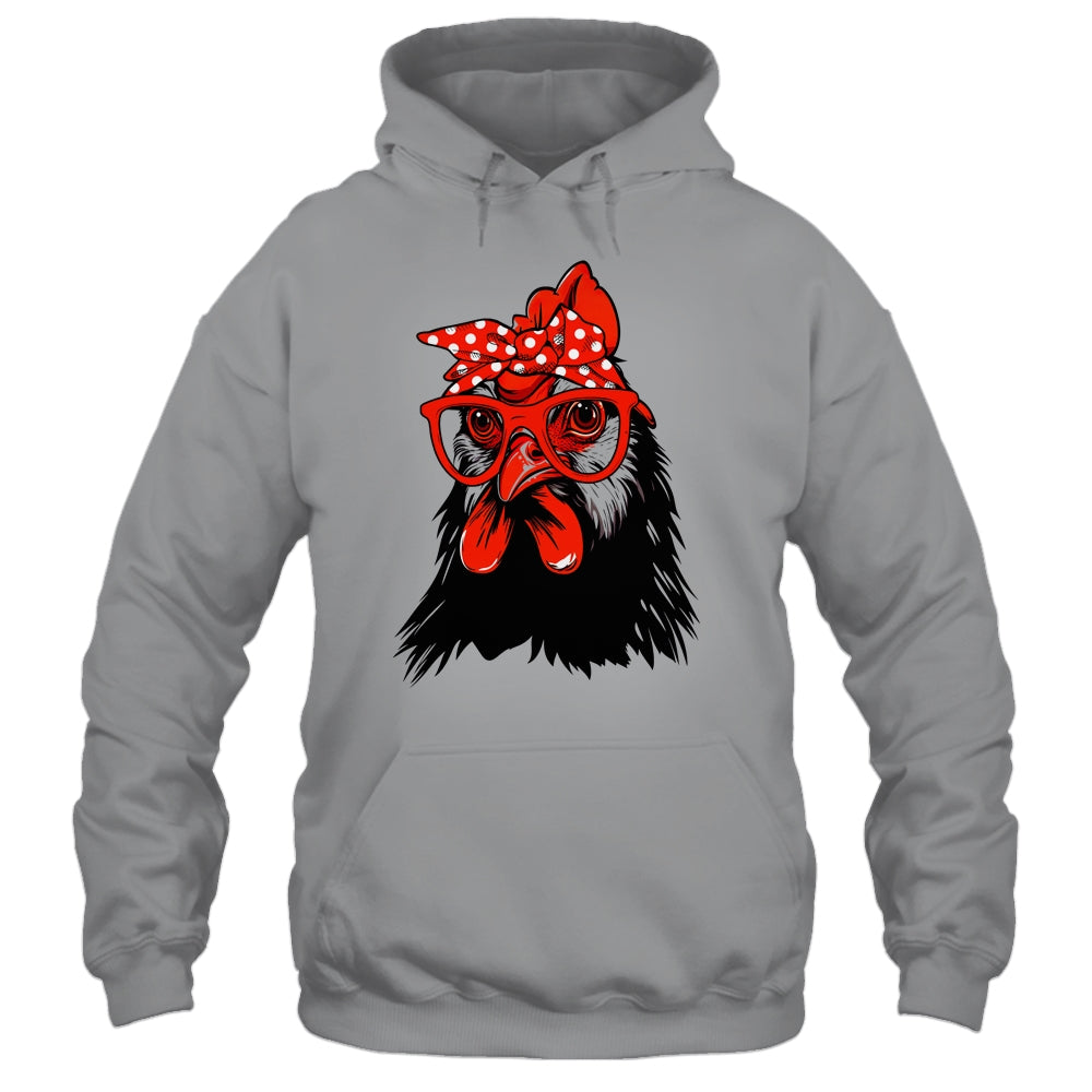 Cute Chicken With Bandana Headband And Glasses Women Girl Shirt & Tank Top | siriusteestore