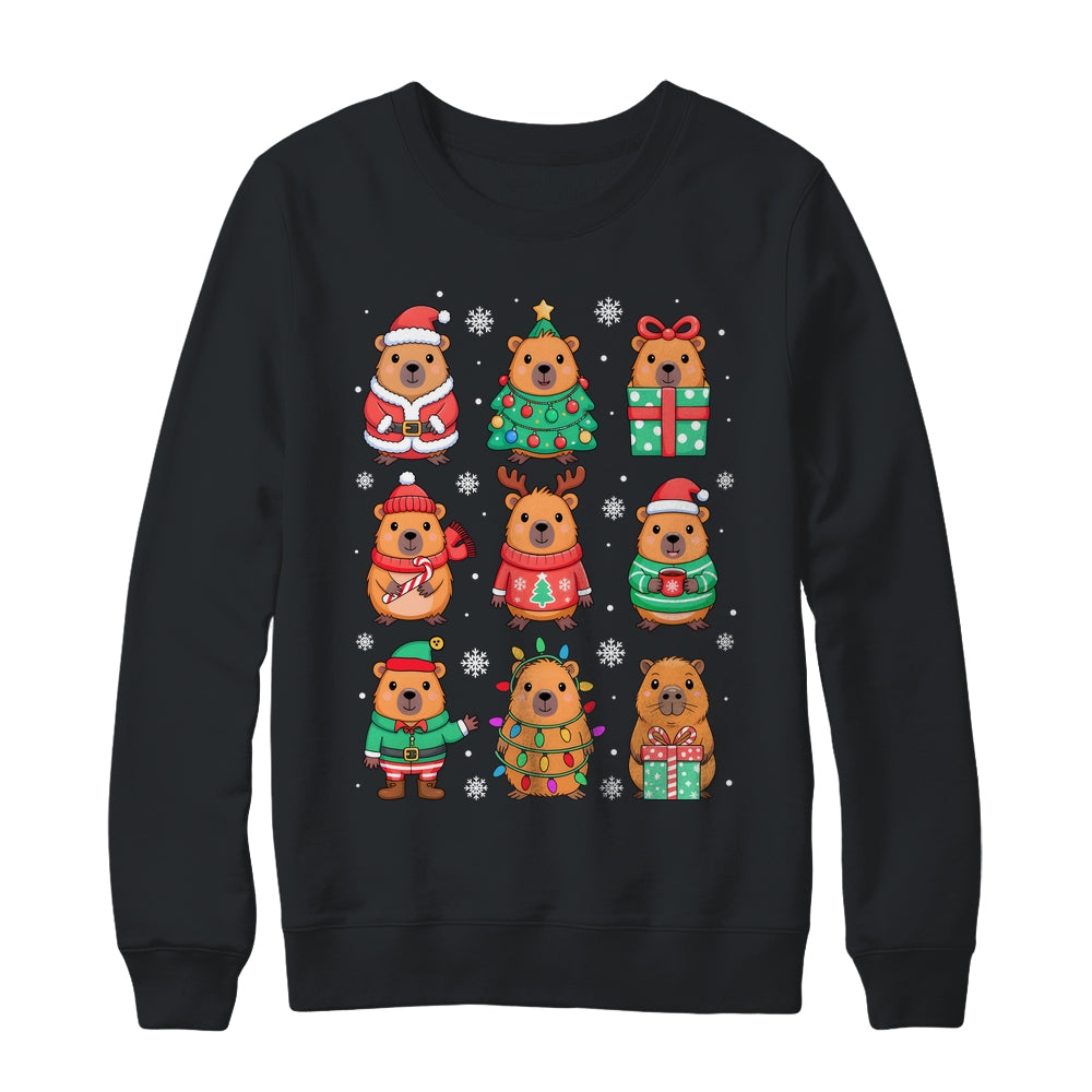Cute Christmas Capybara Funny Family Xmas Men Women Kids Shirt & Sweatshirt | siriusteestore