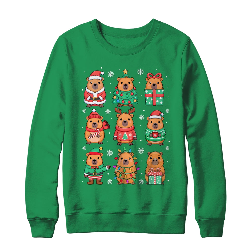 Cute Christmas Capybara Funny Family Xmas Men Women Kids Shirt & Sweatshirt | siriusteestore