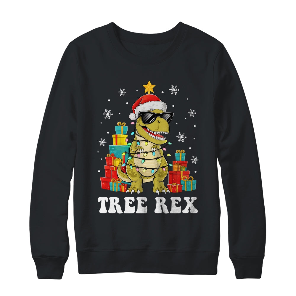 Cute Christmas Dinosaur Tree Rex Xmas T-rex Boys Kid Shirt & Sweatshirt | siriusteestore