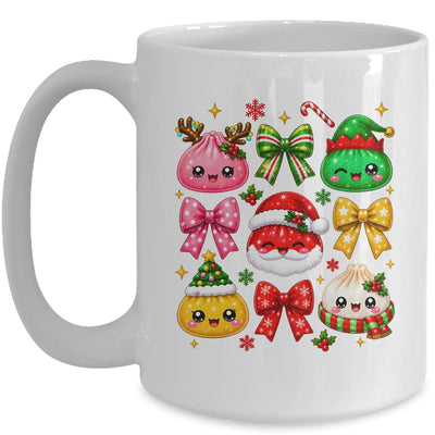 Cute Christmas Dumpling Squishy Kawaii Preppy Bow Kids Mug | siriusteestore