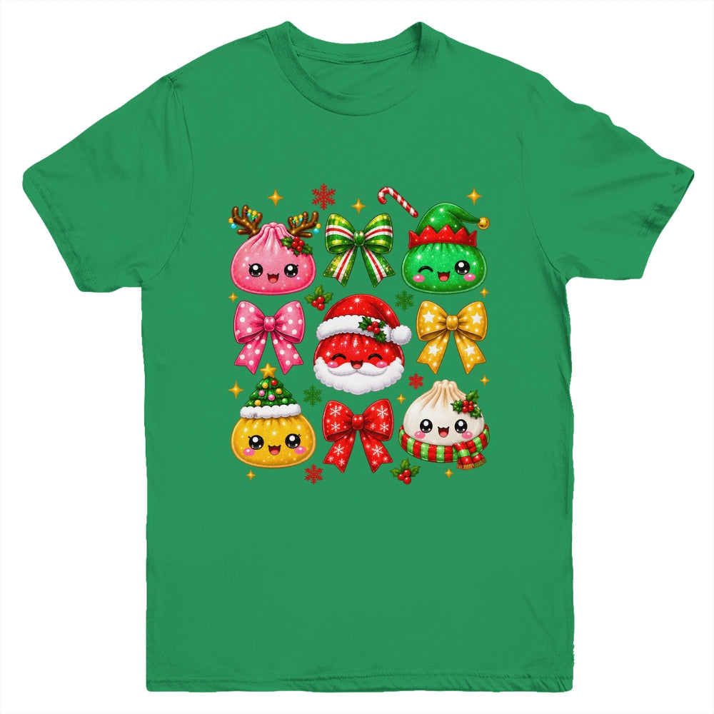 Cute Christmas Dumpling Squishy Kawaii Preppy Bow Kids Youth Shirt | siriusteestore