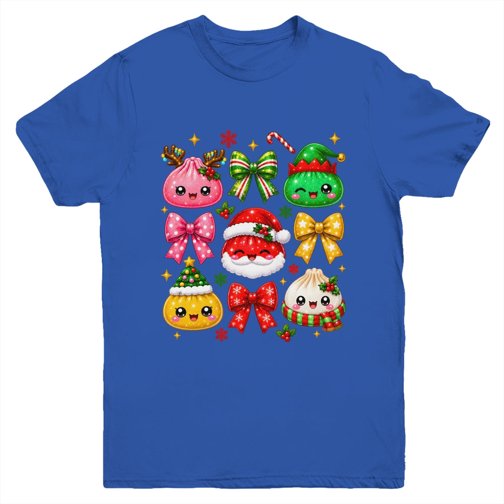 Cute Christmas Dumpling Squishy Kawaii Preppy Bow Kids Youth Shirt | siriusteestore