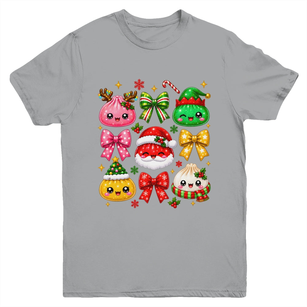 Cute Christmas Dumpling Squishy Kawaii Preppy Bow Kids Youth Shirt | siriusteestore