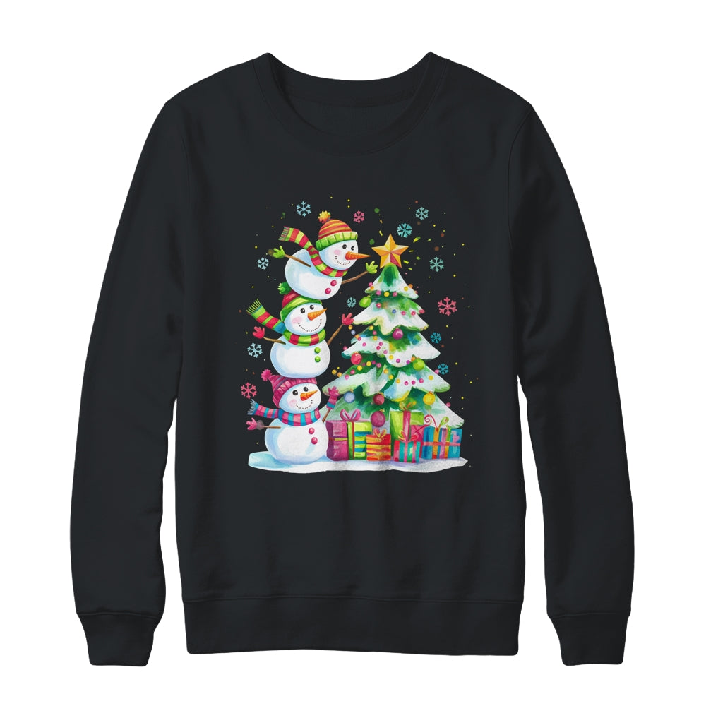 Cute Christmas Snowman Funny Christmas Tree Vintage Xmas Shirt & Sweatshirt | siriusteestore