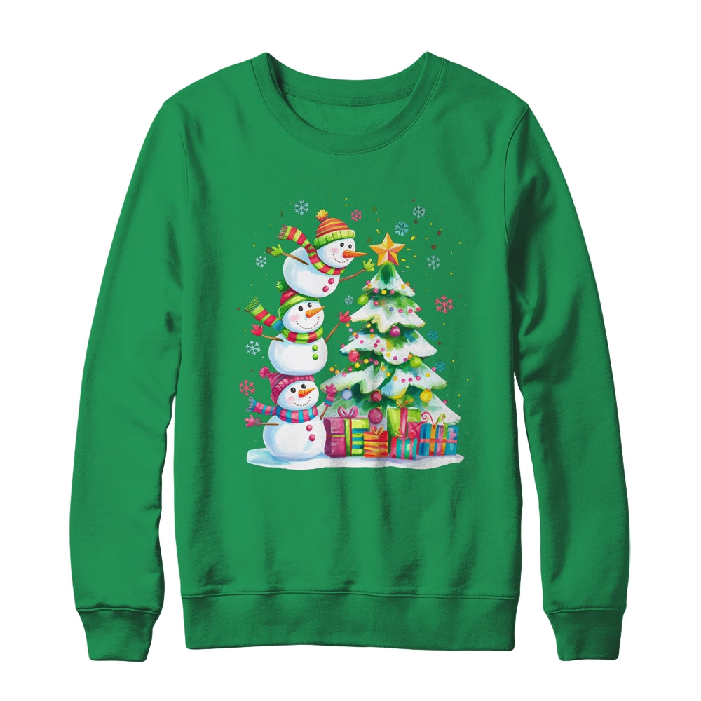 Cute Christmas Snowman Funny Christmas Tree Vintage Xmas Shirt & Sweatshirt | siriusteestore