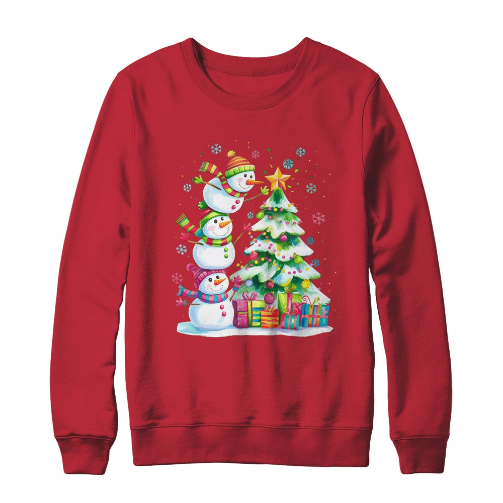 Cute Christmas Snowman Funny Christmas Tree Vintage Xmas Shirt & Sweatshirt | siriusteestore