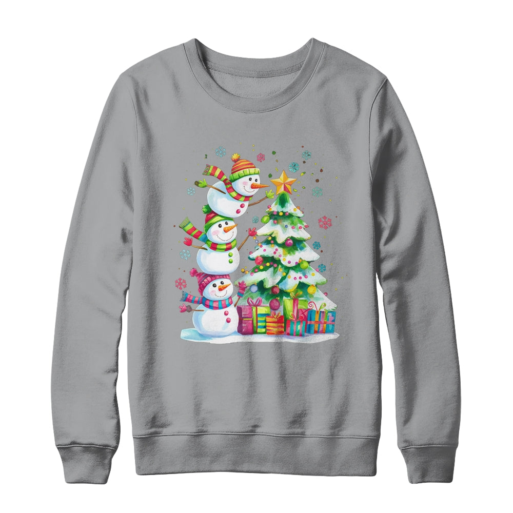 Cute Christmas Snowman Funny Christmas Tree Vintage Xmas Shirt & Sweatshirt | siriusteestore