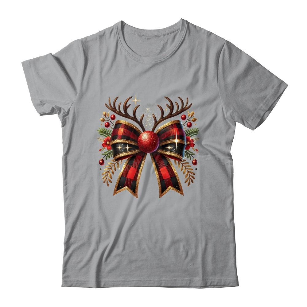 Cute Coquette Bow Coquette Christmas Reindeer Bow Women Girl Shirt & Sweatshirt | siriusteestore