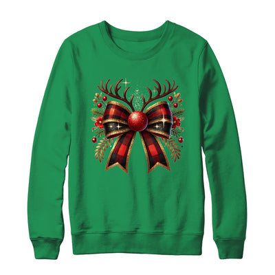 Cute Coquette Bow Coquette Christmas Reindeer Bow Women Girl Shirt & Sweatshirt | siriusteestore