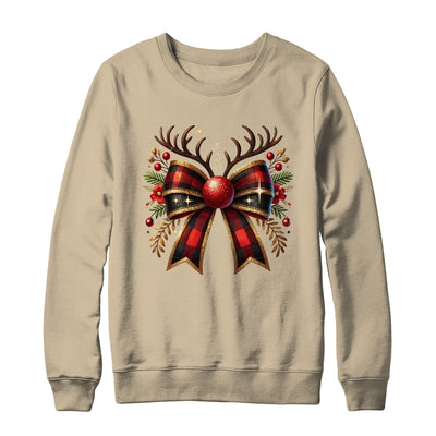 Cute Coquette Bow Coquette Christmas Reindeer Bow Women Girl Shirt & Sweatshirt | siriusteestore