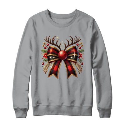 Cute Coquette Bow Coquette Christmas Reindeer Bow Women Girl Shirt & Sweatshirt | siriusteestore