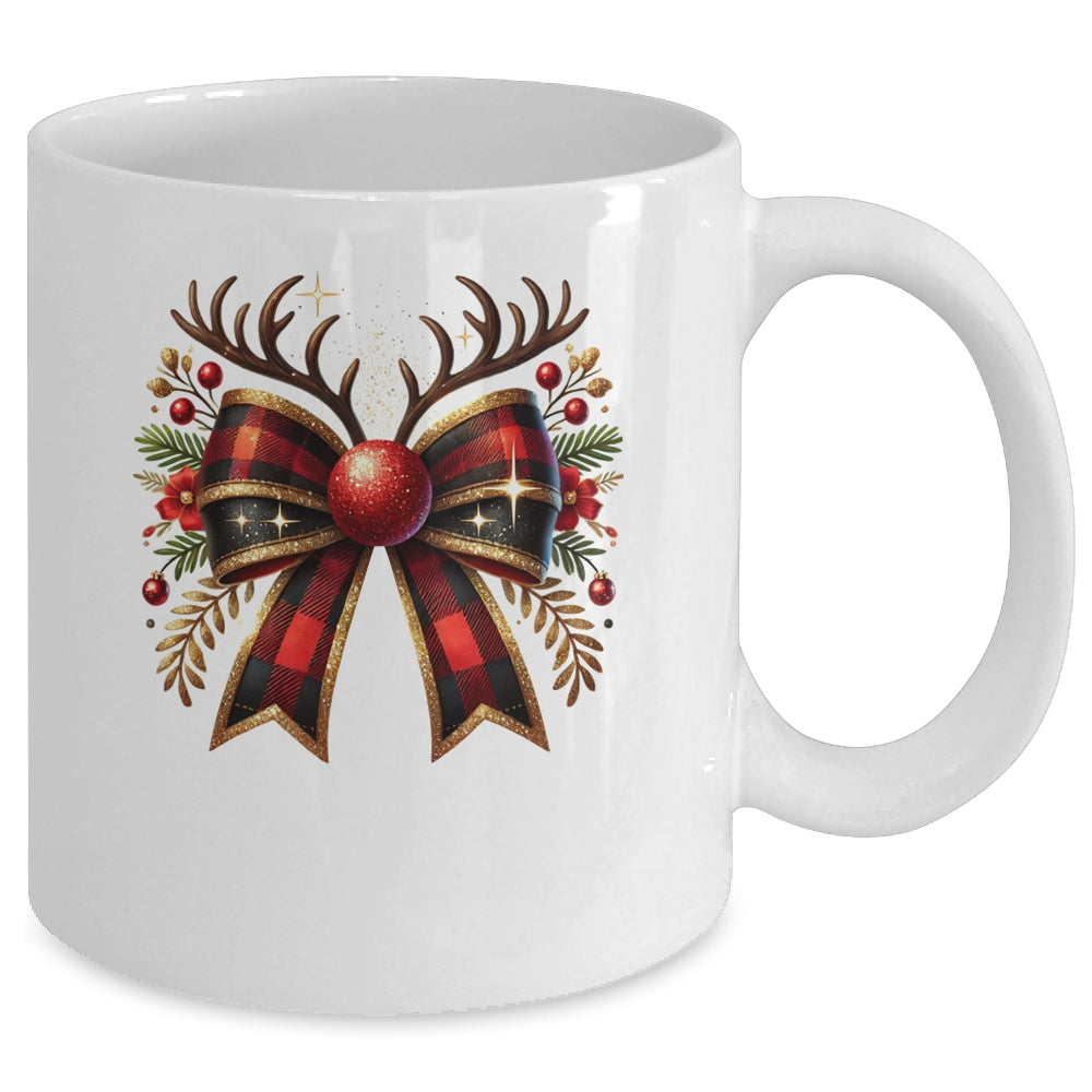 Cute Coquette Bow Coquette Christmas Reindeer Bow Women Girl Mug | siriusteestore