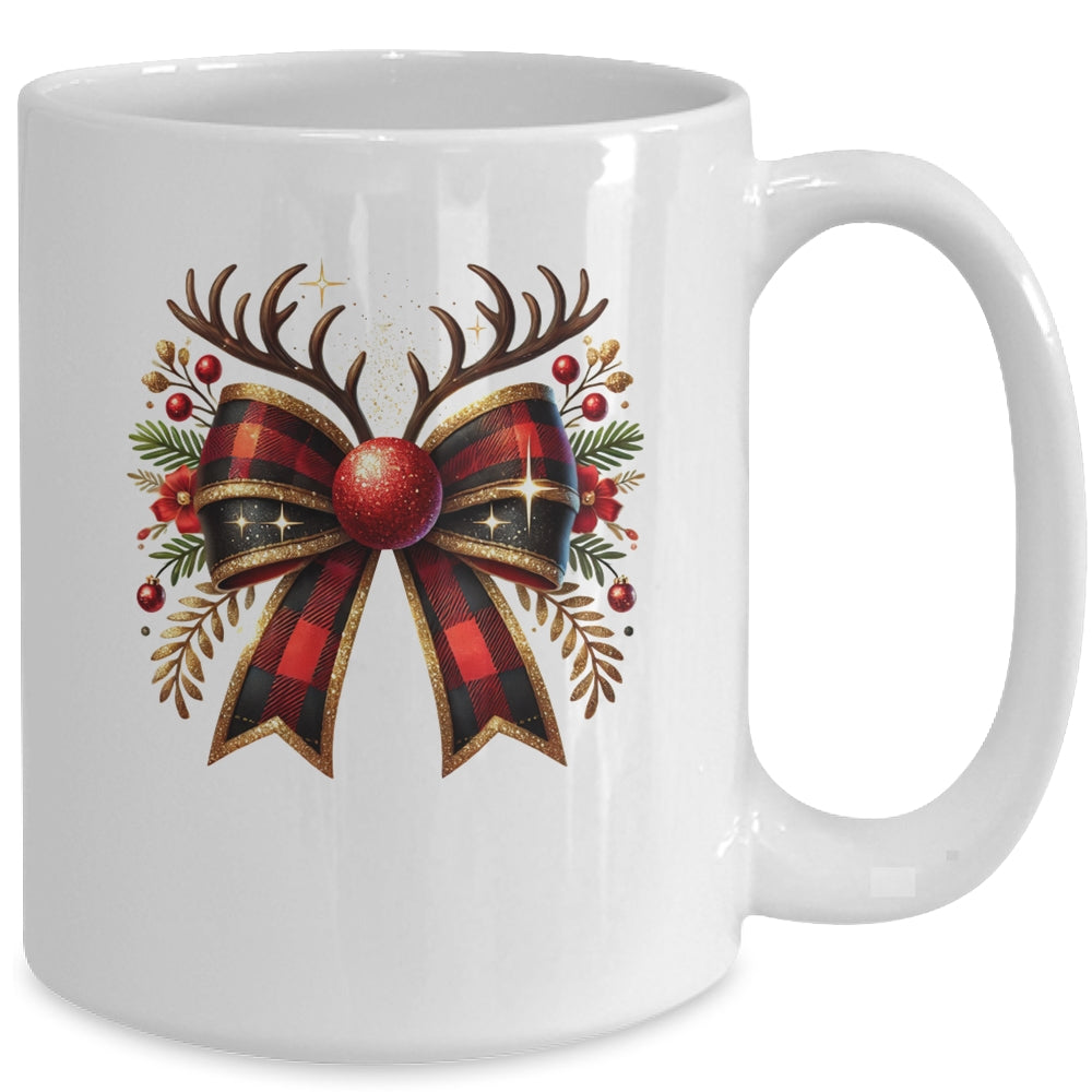 Cute Coquette Bow Coquette Christmas Reindeer Bow Women Girl Mug | siriusteestore