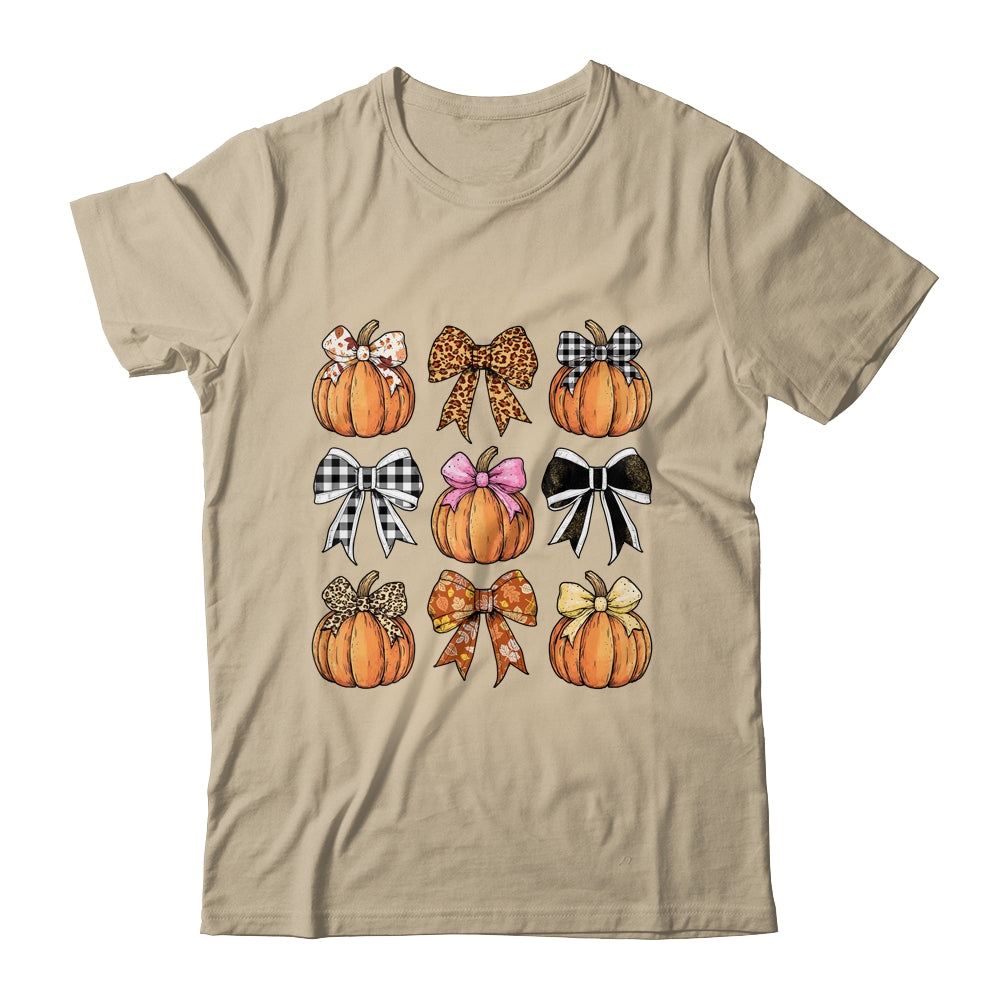 Cute Coquette Bows Pumpkin Season Halloween Autumn Fall Shirt & Sweatshirt | siriusteestore