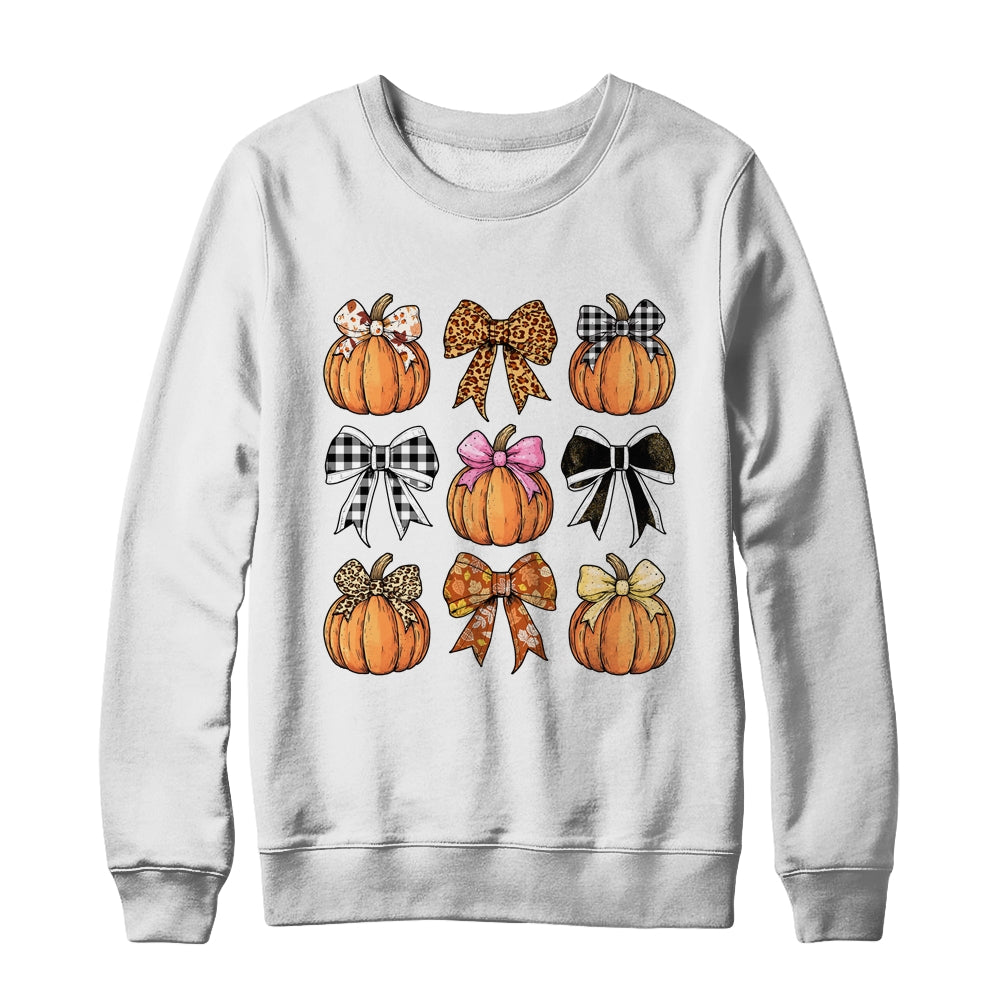 Cute Coquette Bows Pumpkin Season Halloween Autumn Fall Shirt & Sweatshirt | siriusteestore