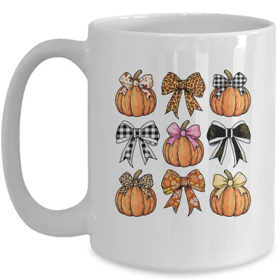 Cute Coquette Bows Pumpkin Season Halloween Autumn Fall Mug | siriusteestore