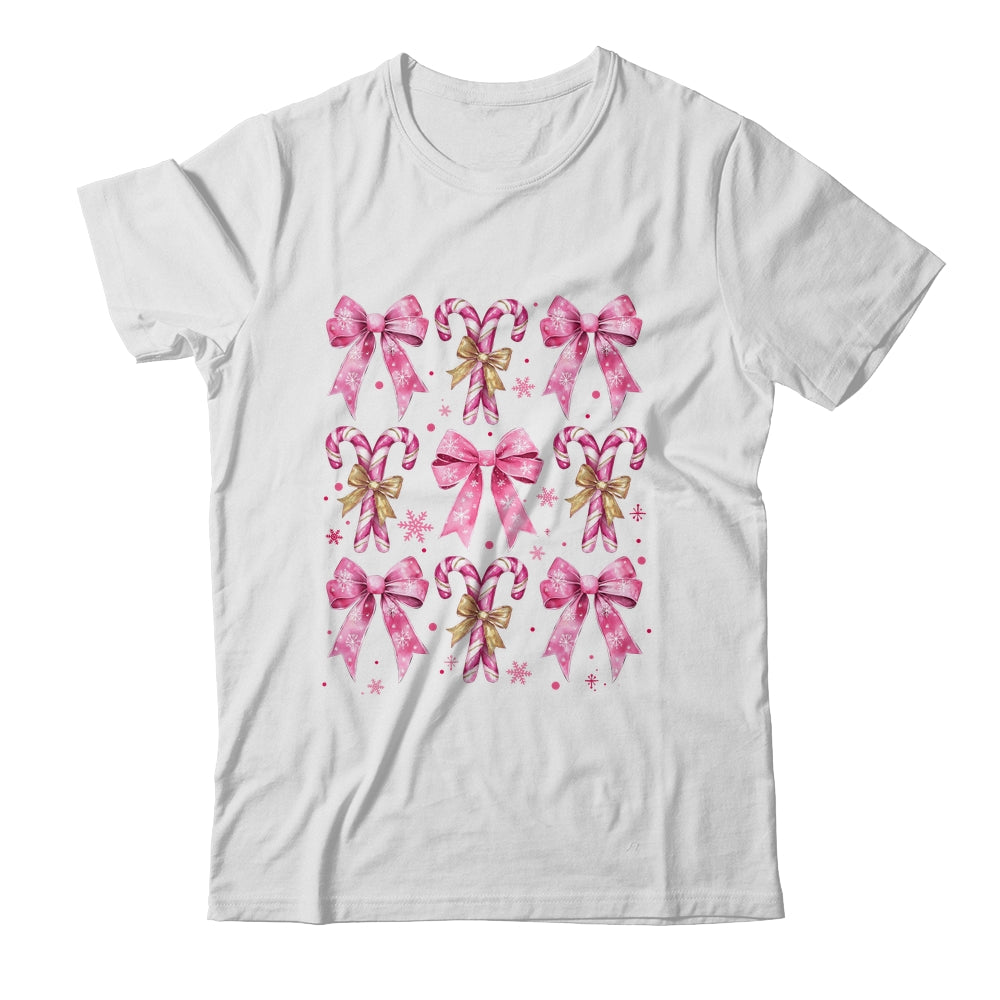 Cute Coquette Candy Canes Christmas Pink Bow Girls Teen  Shirt & Sweatshirt | siriusteestore