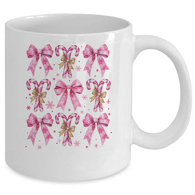 Cute Coquette Candy Canes Christmas Pink Bow Girls Teen  Mug | siriusteestore