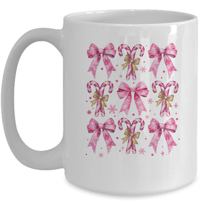 Cute Coquette Candy Canes Christmas Pink Bow Girls Teen  Mug | siriusteestore