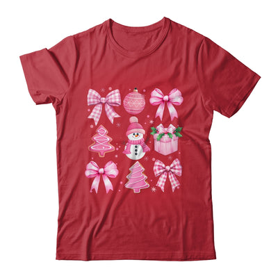 Cute Coquette Christmas Pink Bows Santa Gingerbread Snowman Shirt & Sweatshirt | siriusteestore
