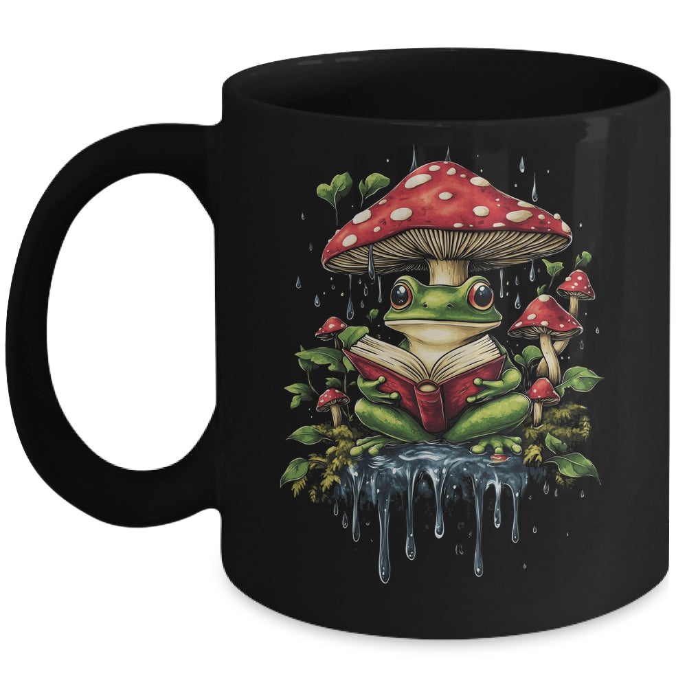 Cute Cottagecore Aesthetic Frog Mushroom Moon Frog Graphic Mug | siriusteestore