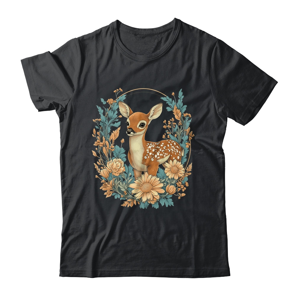 Cute Cottagecore Floral Deer Aesthetic Girls Women Graphic Shirt & Tank Top | siriusteestore
