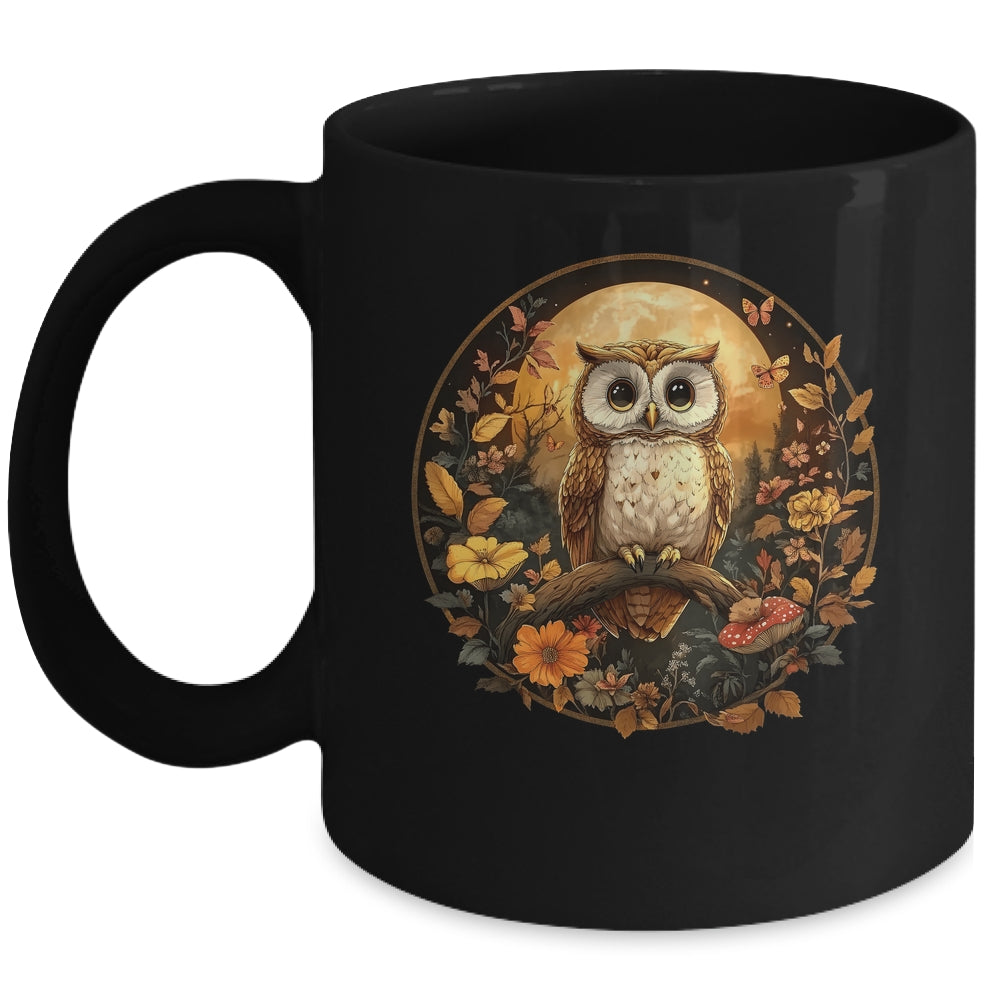 Cute Cottagecore Floral Owl Aesthetic Girls Women Graphic Mug | siriusteestore