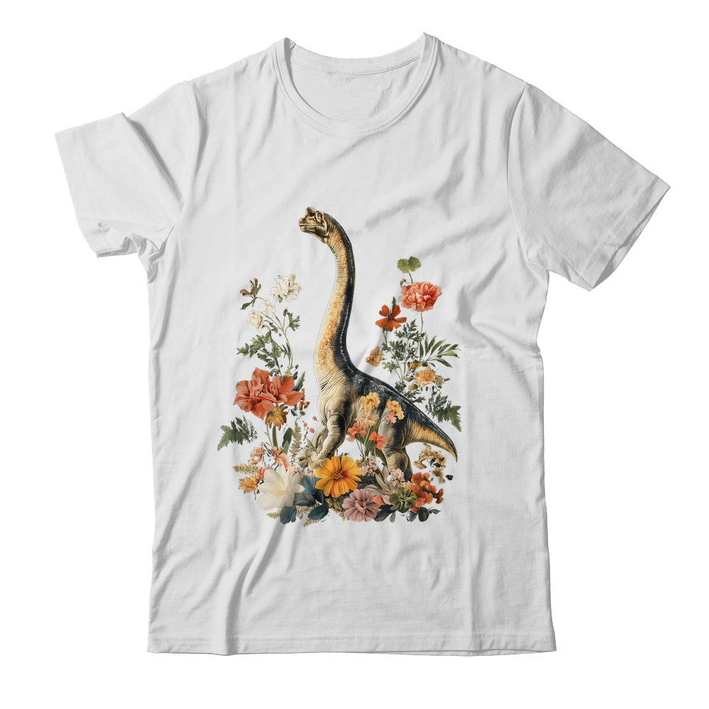Cute Cottagecore Trex Dinosaur Flower Botanical Vintage Shirt & Tank Top | siriusteestore
